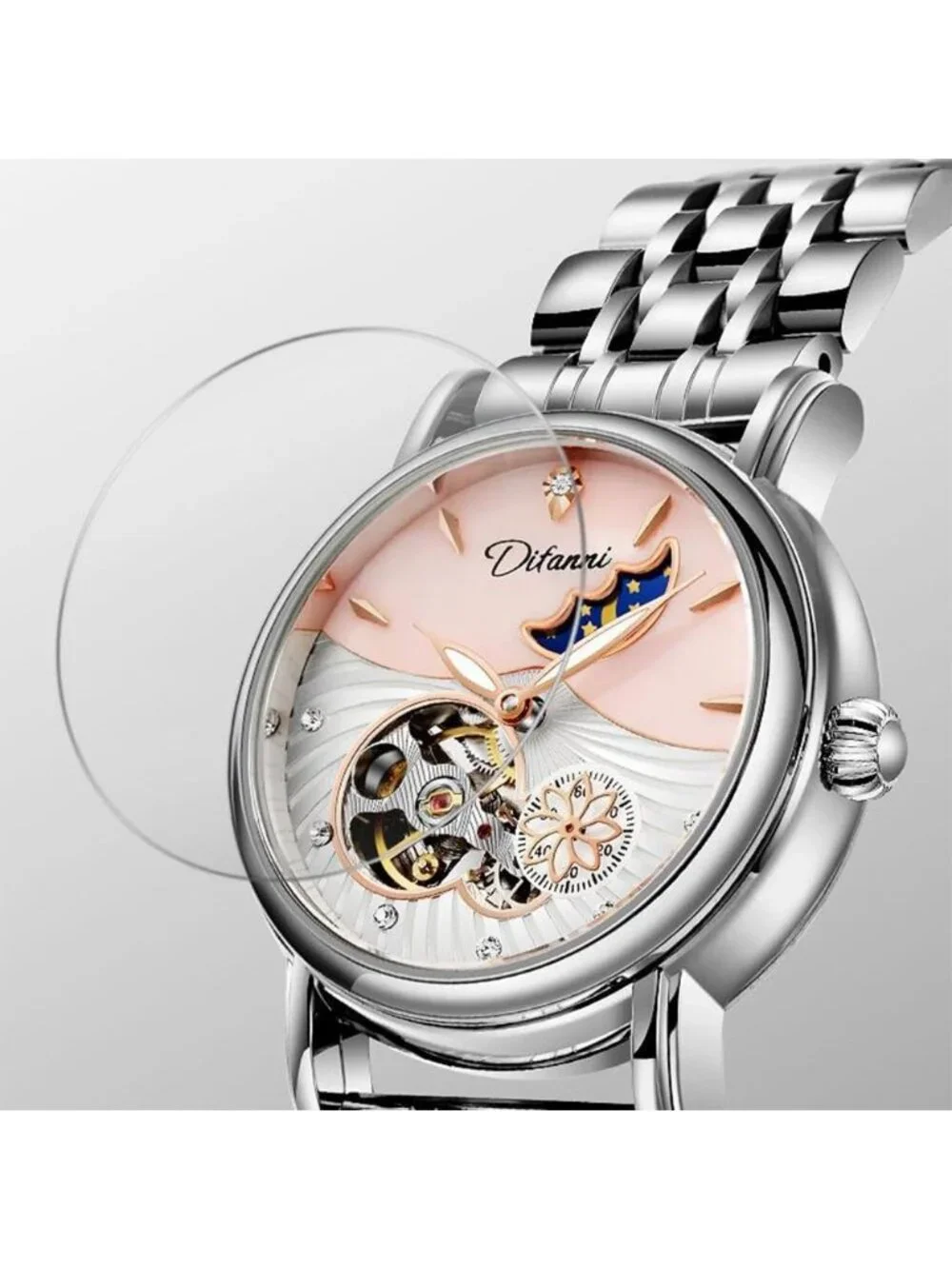 Women's Green Luxury Elegant Automatic Mechanical Stainless Steel Wrist Watch_6